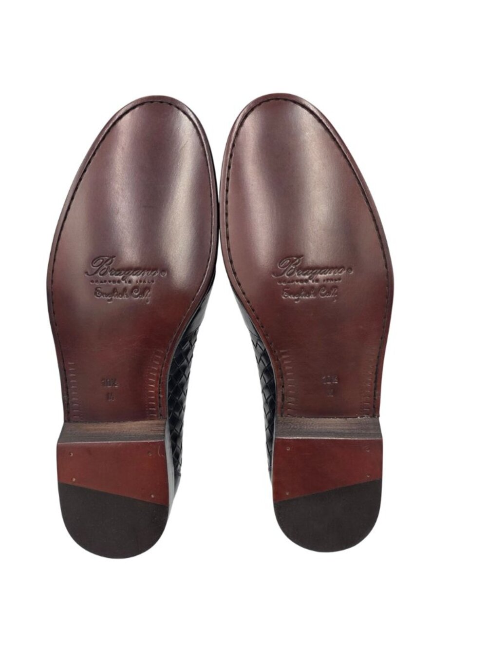 NEW Vintage Bragano Italy Black Woven Leather Tassel Loafer Men 10.5M Dress Shoe - Picture 2 of 14